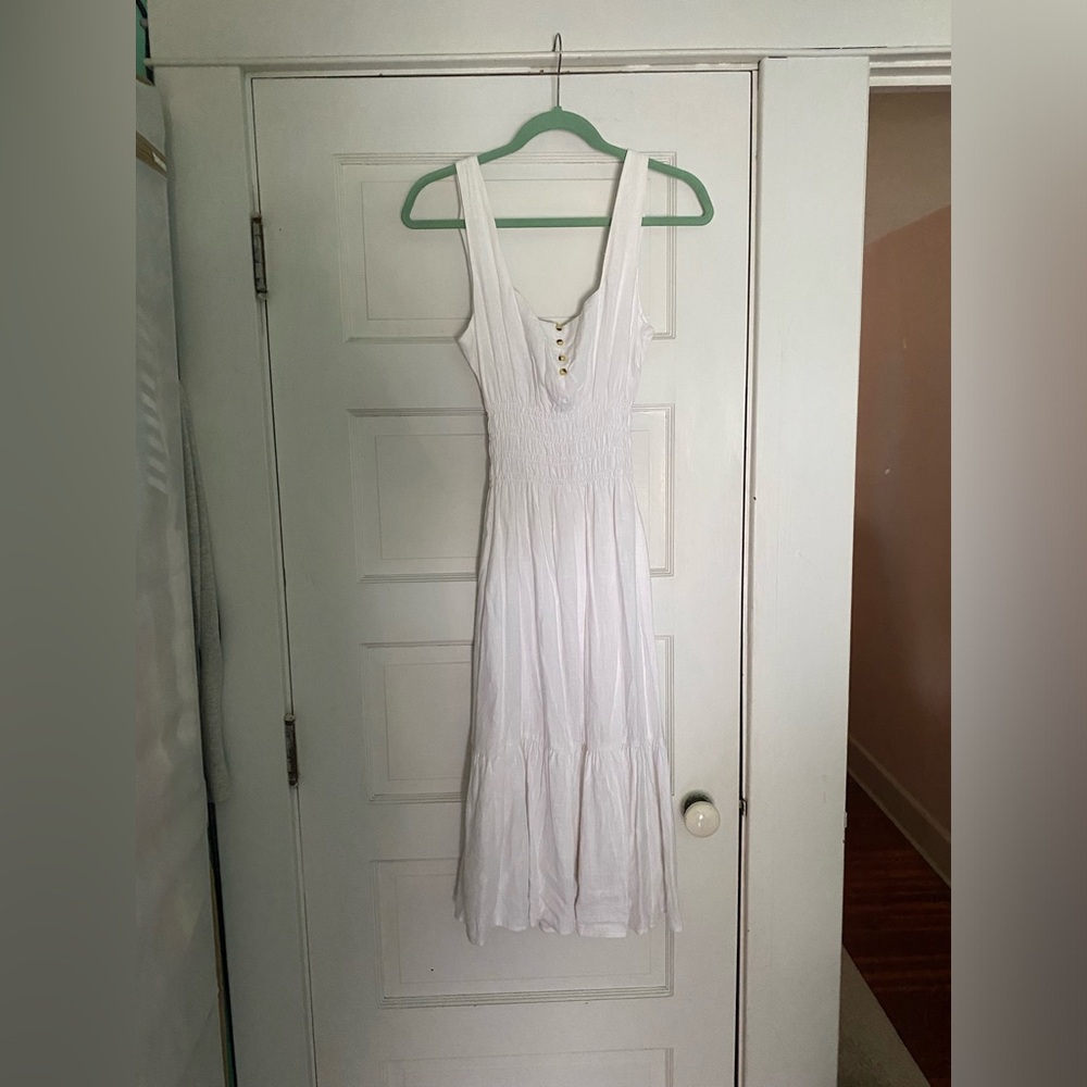 Q+A Los Angeles Linen Button midi/maxi Dress with Pockets